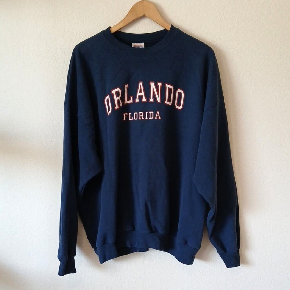 Oversized Hanes Orlando Florida Navy Blue Sweatshirt